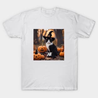 A Cute Cat with a Witches Hat T-Shirt